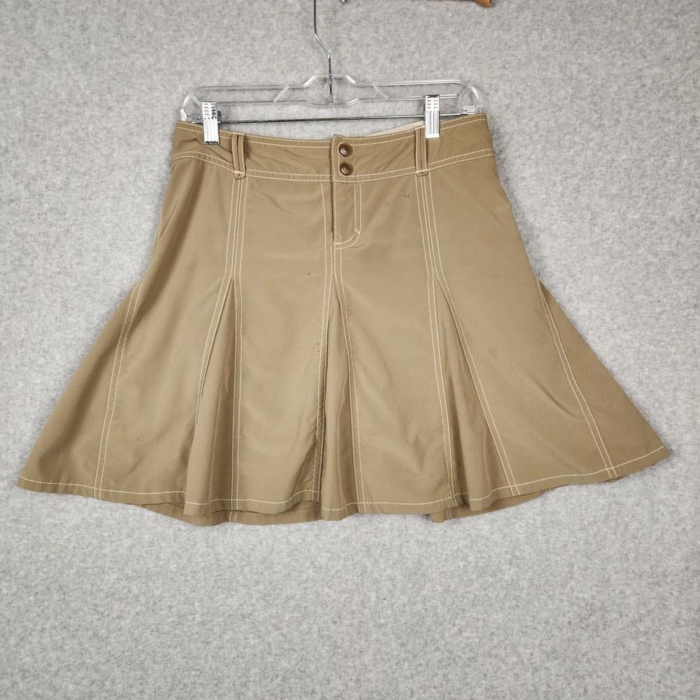 Athleta Skort Womens 4P Khaki Tan‎ A-Line Athletic Golf Stretch Pockets Outdoor